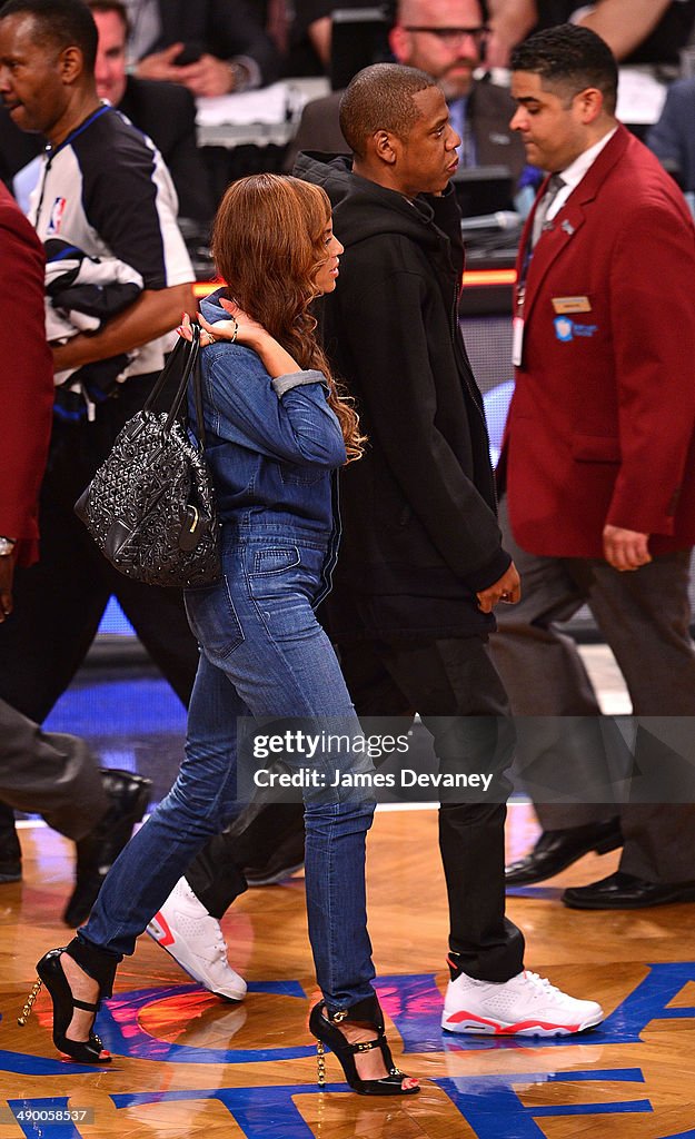 Celebrites Attend The Miami Heat Vs Brooklyn Nets Game - May 12, 2014