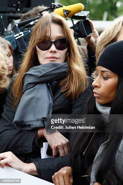 Carla Bruni Sarkozy participates to the demonstration in support for kidnapped Nigerian schoolgirls at the Trocadero on May 13, 2014 in Paris, France.