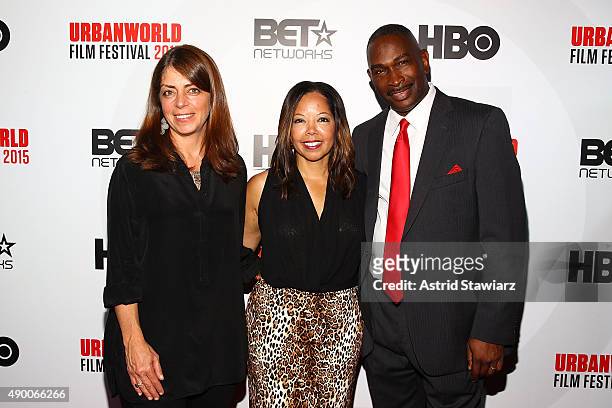 Nancy Abraham, Lucia McBath and Ron Davis attend the 2015 Urbanworld Film Festival at AMC Empire 25 theater on September 25, 2015 in New York City.