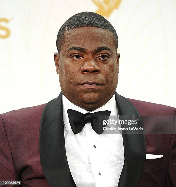 Actor Tracy Morgan poses in the press room at the 67th annual Primetime Emmy Awards at Microsoft Theater on September 20, 2015 in Los Angeles,...