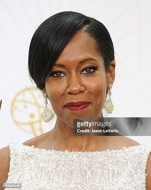 Actress Regina King poses in the press room at the 67th annual Primetime Emmy Awards at Microsoft Theater on September 20, 2015 in Los Angeles,...