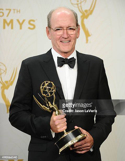Actor Richard Jenkins poses in the press room at the 67th annual Primetime Emmy Awards at Microsoft Theater on September 20, 2015 in Los Angeles,...