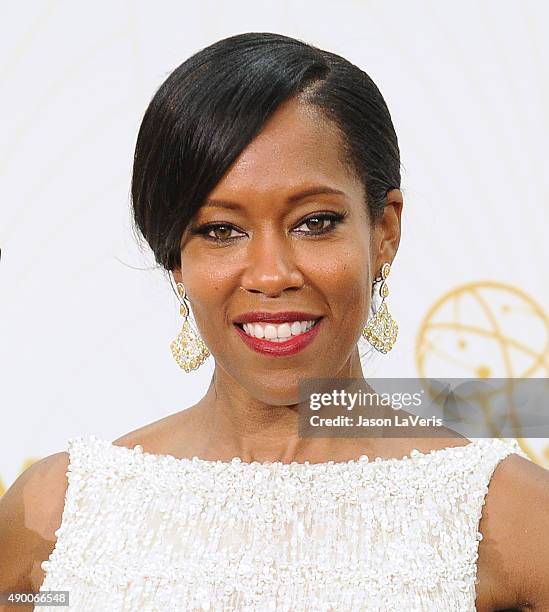 Actress Regina King poses in the press room at the 67th annual Primetime Emmy Awards at Microsoft Theater on September 20, 2015 in Los Angeles,...