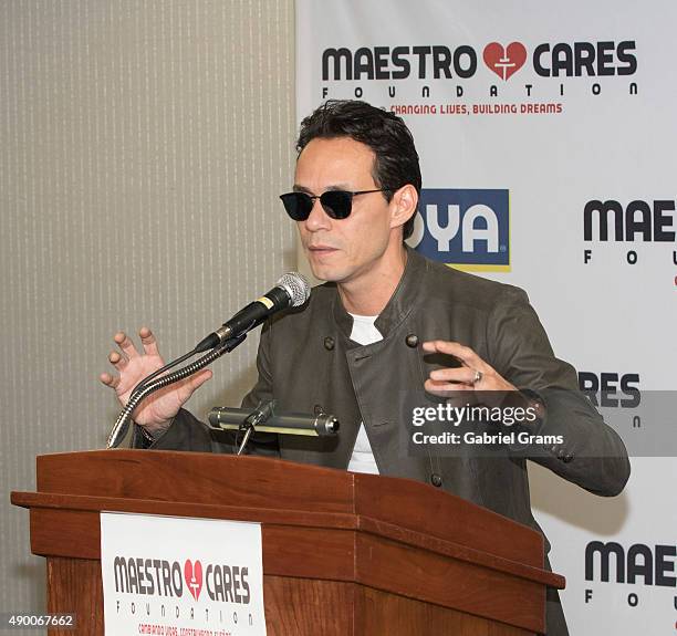 Marc Anthony attends press conference 'Let's give to kids" program to raise funds for the Maestro Cares Foundation at Allstate Arena on September 25,...