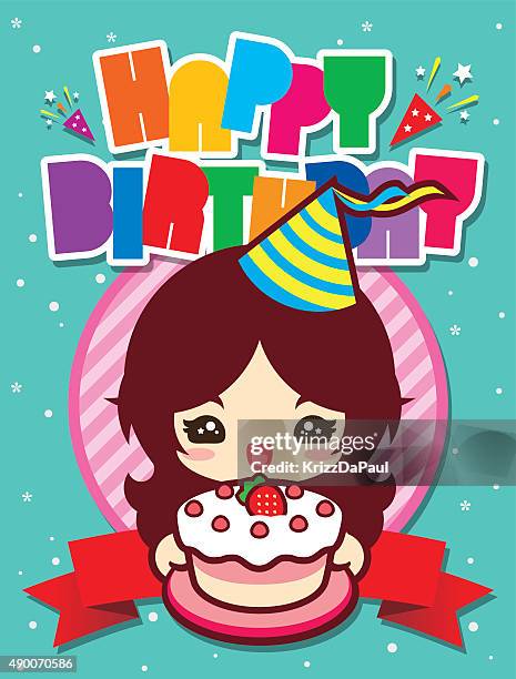 stockillustraties, clipart, cartoons en iconen met happy birthday - gateau