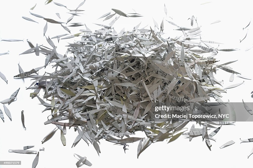 Pile of shredded paper.