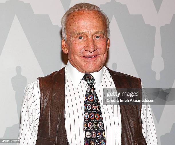 Astronaut Buzz Aldrin attends The Academy Of Motion Picture Arts And Sciences' Presents Deconstructing 'Gravity' at DGA Theater on May 12, 2014 in...