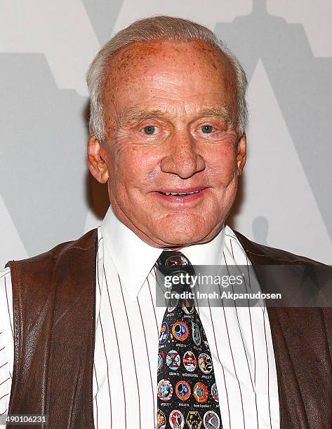 Astronaut Buzz Aldrin attends The Academy Of Motion Picture Arts And Sciences' Presents Deconstructing 'Gravity' at DGA Theater on May 12, 2014 in...