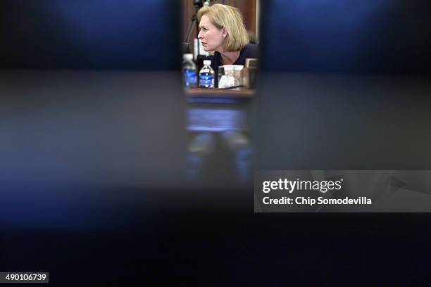 Senate Agriculture Committee member Sen. Kristen Gillibrand listens to testimony in the Russell Senate Office Building May 13, 2014 in Washington,...