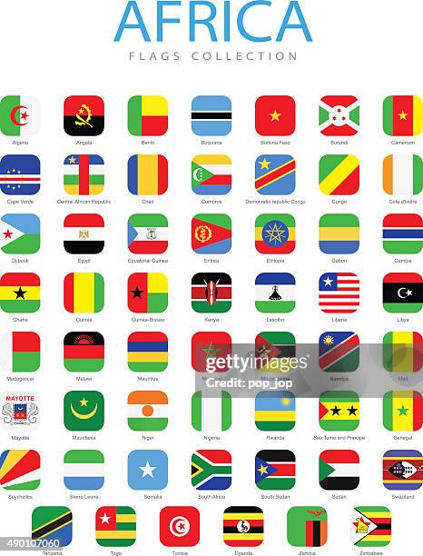 africa - square flag icons - illustration - flag of botswana stock illustrations