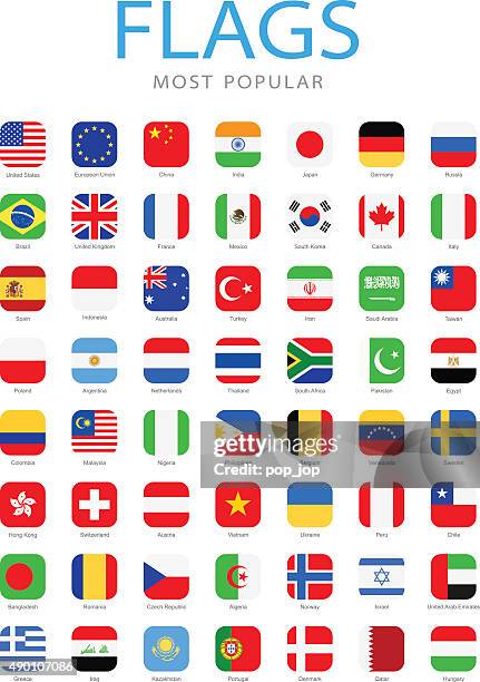 bildbanksillustrationer, clip art samt tecknat material och ikoner med world most popular square flag icons - illustration - italian flag