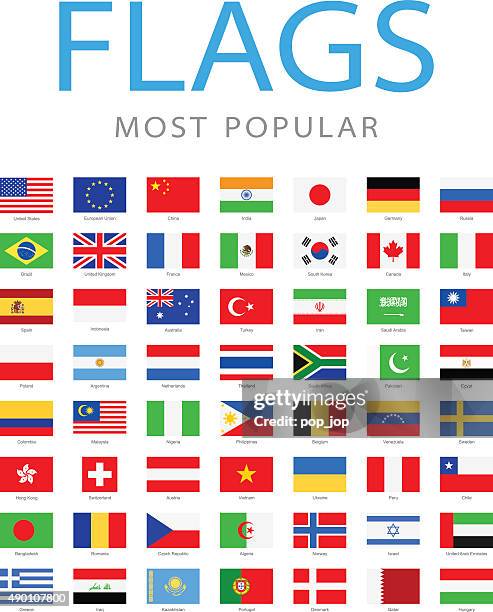 stockillustraties, clipart, cartoons en iconen met world most popular flags - illustration - landen