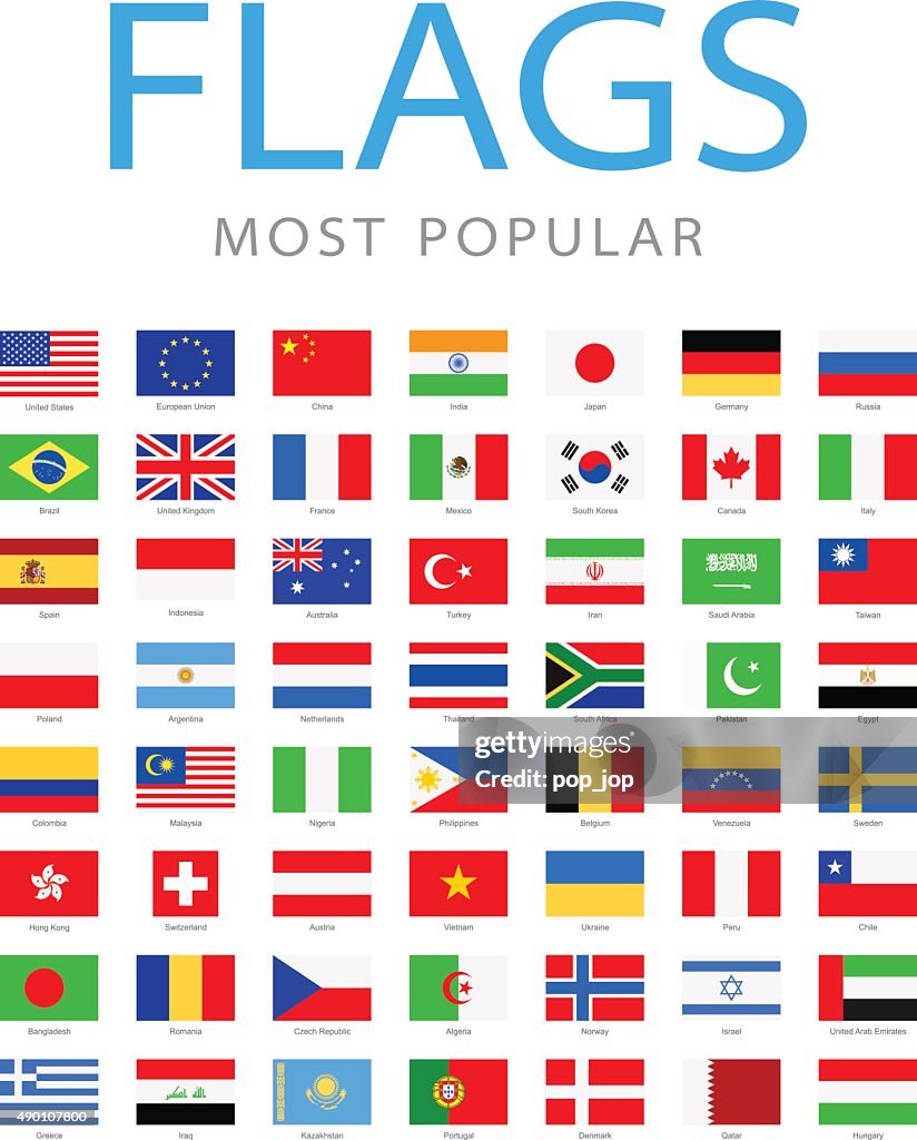 World Most Popular Flags - Illustration