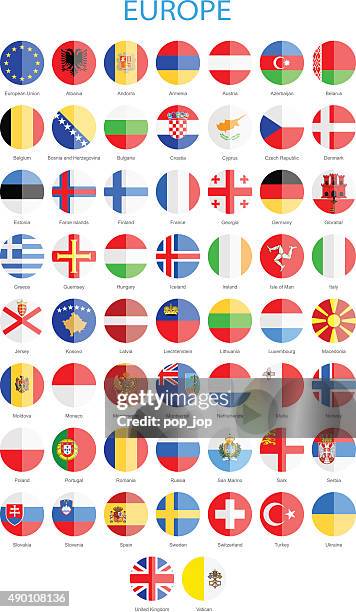 europe - flat round flags - illustration - danish flag stock illustrations