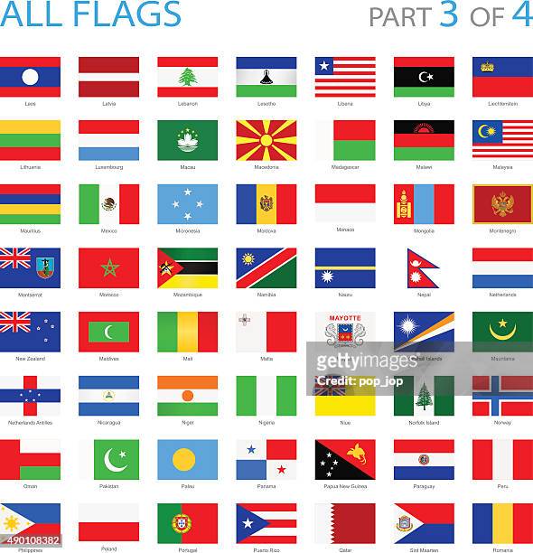 Mondo Mappa E Bandiere Illustrazione stock - Getty Images