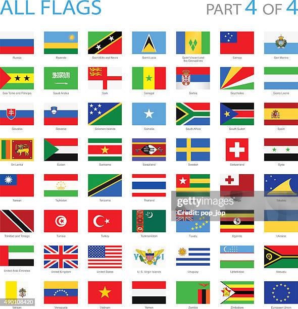 all world flags - illustration - st lucia south africa stock illustrations