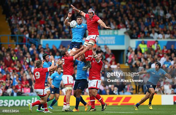 Jamie Cudmore of Canada wins a lineout during the 2015 Rugby World Cup Pool D match between Italy and Canada at Elland Road on September 26, 2015 in...