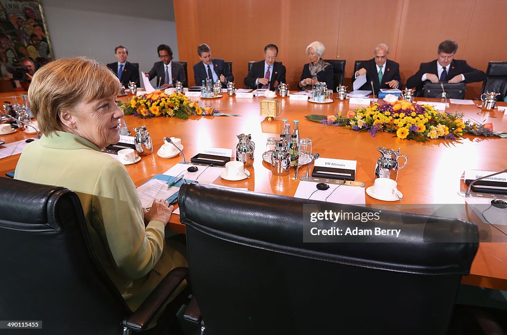 Merkel Meets With World Finance, Economic And Labor Leaders