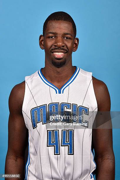 Andrew Nicholson of the Orlando Magic poses for a headshot during NBA Media Day on September 25, 2015 at Amway Center in Orlando, Florida. NOTE TO...