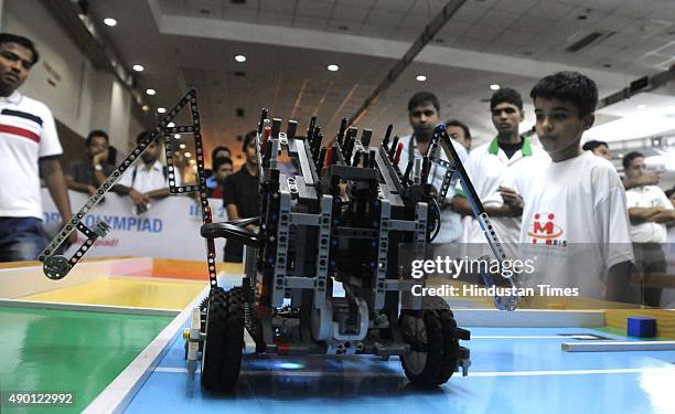 Students participate during the 10th Indian Robot Olympiad National Competition with their Robots in collaboration with National Council of Science...