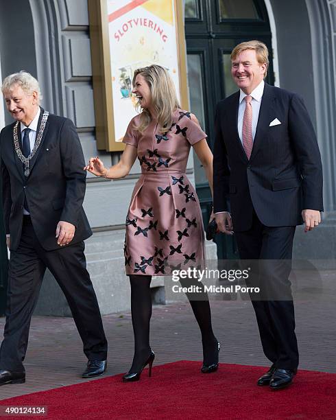 Eberhard van der Laan, Queen Maxima of The Netherlands and King Willem-Alexander of The Netherlands arrive for festivities marking the final...