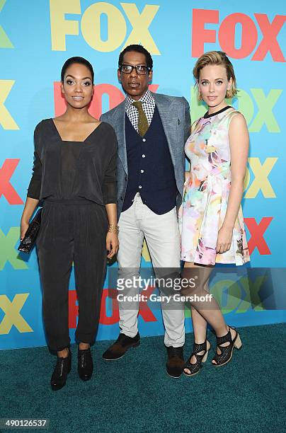Lyndie Greenwood, Orlando Jones and Katia Winter of the show 'Sleepy Hollow' attend the FOX 2014 Programming Presentation at the FOX Fanfront on May...