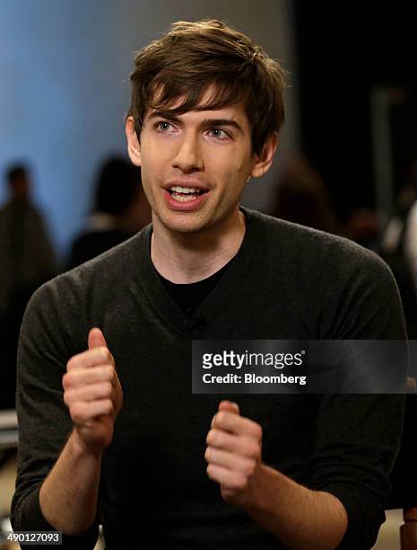 David Karp, founder and chief executive officer of Tumblr Inc., speaks during a Bloomberg Television interview at the 2014 WIRED Business Conference...