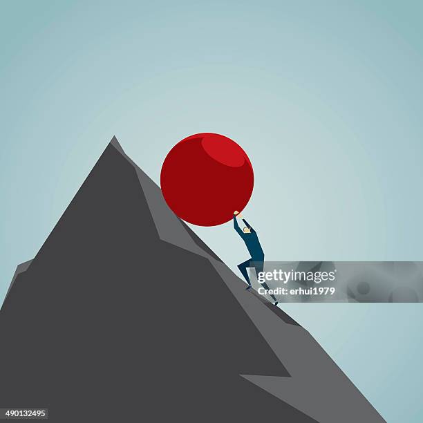 conquering adversity - pushing stock illustrations