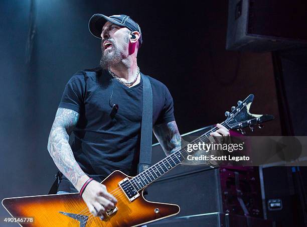 John Connolly of Sevendust performs during the 1000HP Tour at The Fillmore Detroit on September 23, 2015 in Detroit, Michigan.