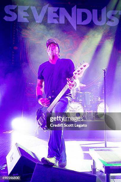 Vince Hornsby of Sevendust performs during the 1000HP Tour at The Fillmore Detroit on September 23, 2015 in Detroit, Michigan.