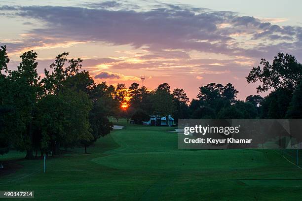 Course scenic view as the sun sets behind the the first hole during practice for the TOUR Championship by Coca-Cola, the final event of the PGA TOUR...