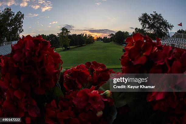 Course scenic view as the sun sets behind the the first hole during practice for the TOUR Championship by Coca-Cola, the final event of the PGA TOUR...