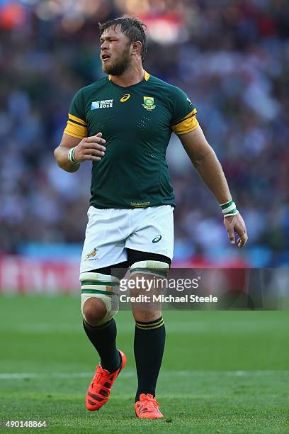 Duane Vermeulen of South Africa during the 2015 Rugby World Cup Pool B match between South Africa and Samoa at Villa Park on September 26, 2015 in...