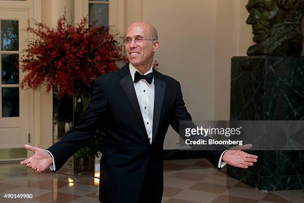 Jeffrey Katzenberg, chief executive officer of DreamWorks Animation SKG Inc., arrives at a state dinner in honor of Chinese President Xi Jinping at...