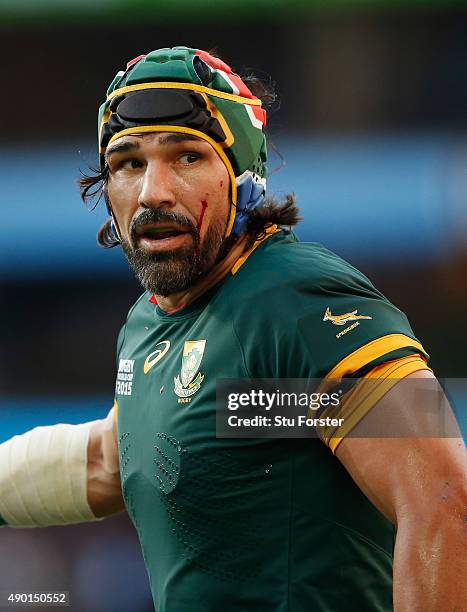 Victor Matfield of South Africa in action during the 2015 Rugby World Cup Pool B match between South Africa and Samoa at Villa Park on September 26,...