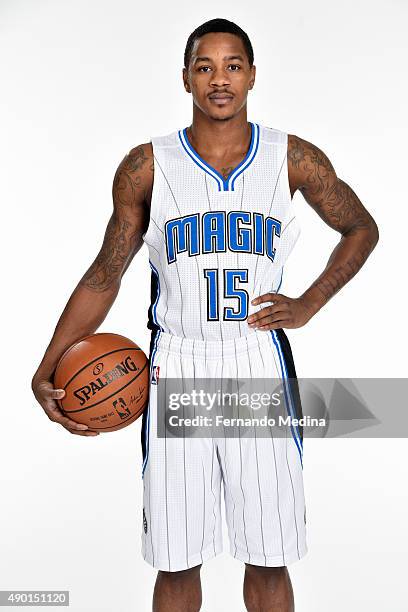 Keith Appling of the Orlando Magic poses for a portrait during NBA Media Day on September 25, 2015 at Amway Center in Orlando, Florida. NOTE TO USER:...