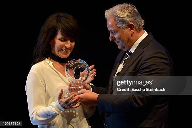 Singer Nena and Klaus Wowereit attend the 'Steiger Award 2015' at colliery Hansemann on September 26, 2015 in Dortmund, Germany.