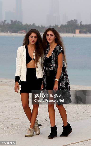 Haya and Sama Abu Khadra attends the Chanel Cruise Collection 2014/2015 Photocall at The Island on May 13, 2014 in Dubai, United Arab Emirates.