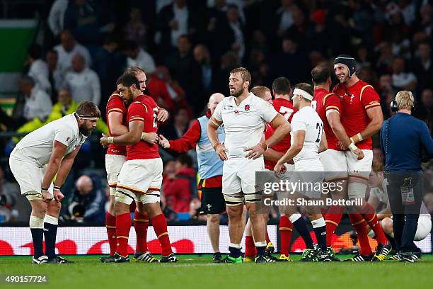 Captain Chris Robshaw of England looks dejected in defeat after the 2015 Rugby World Cup Pool A match between England and Wales at Twickenham Stadium...