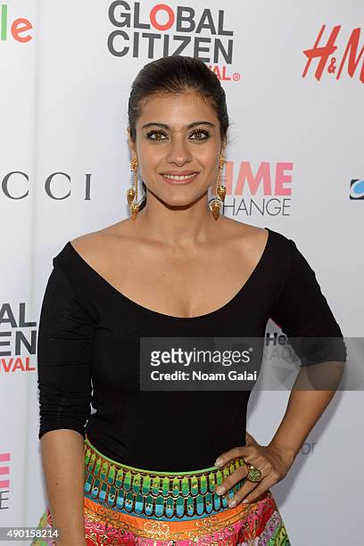 Bollywood actress Kajol Devgan attends the 2015 Global Citizen Festival to end extreme poverty by 2030 in Central Park on September 26, 2015 in New...