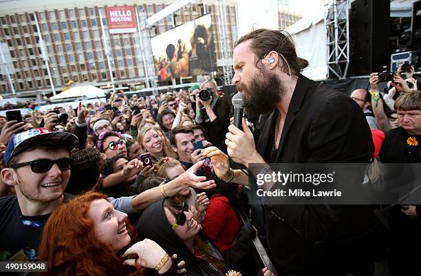 Father John Misty performs onstage during day two of the Boston Calling Music Festival at Boston City Hall Plaza on September 26, 2015 in Boston,...