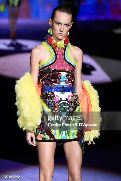 A model walks the runway during the DSquared2 fashion show as part of ...