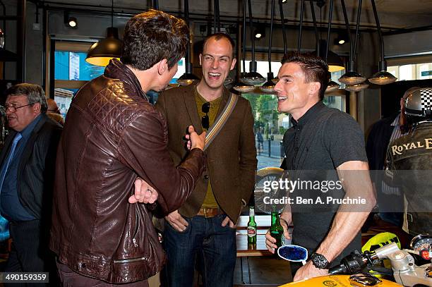 The Rain Band and James Toseland attends the launch of the first Royal Enfield store outside of India on May 13, 2014 in London, England.