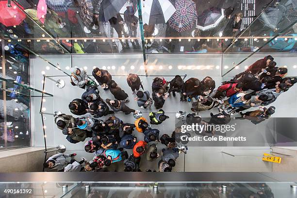 Crowds wait in anticipation for the release of the iPhone 6s and 6s Plus at Apple Store on September 25, 2015 in Sydney, Australia. Some eager iPhone...