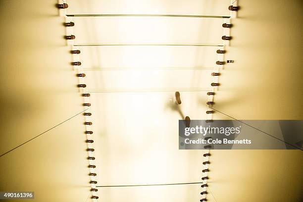 Stairs from above at the Apple Store as crowds wait in anticipation for the release of the iPhone 6s and 6s Plus at Apple Store on September 25, 2015...