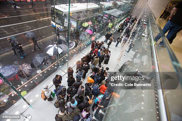 Crowds wait in anticipation for the release of the iPhone 6s and 6s Plus at Apple Store on September 25, 2015 in Sydney, Australia. Some eager iPhone...