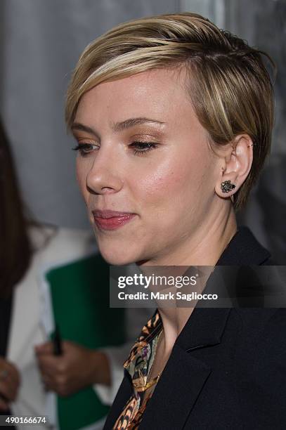 Actress Scarlett Johansson attends the "He Named Me Malala" New York Premiere at Ziegfeld Theater on September 24, 2015 in New York City.