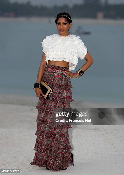 Actress Freida Pinto attends the Chanel Cruise Collection 2014/2015 Photocall at The Island on May 13, 2014 in Dubai, United Arab Emirates.