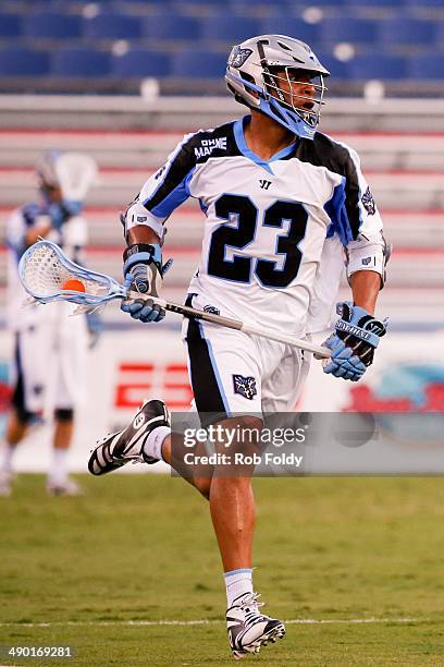 Dominique Alexander of the Ohio Machine plays during the first half of the game against the Florida Launch at Florida Atlantic University Stadium on...