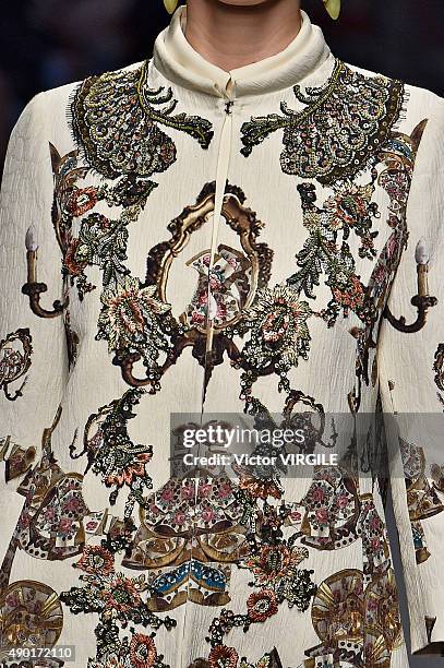 Model walks the runway during the Antonio Marras Ready to Wear fashion show as part of Milan Fashion Week Spring/Summer 2016 on September 26, 2015 in...